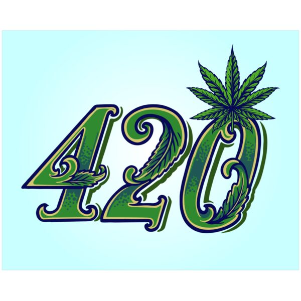 420 word lettering weed leaf cannabis logo illustrations Thumbnail