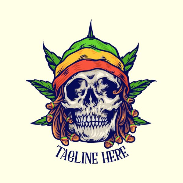 Dreadlock Rastaman Skull Jamaican leaf Weed Background Thumbnail